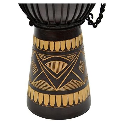  [아마존베스트]Nexos Djembe Drum Bush Drum Africa Style Carved Handmade Exotic Motifs Cords Knot Goatskin Black Brown Choice of Sizes (70 cm)