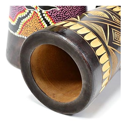  [아마존베스트]Nexos Djembe Drum Bush Drum Africa Style Carved Handmade Exotic Motifs Cords Knot Goatskin Black Brown Choice of Sizes (70 cm)