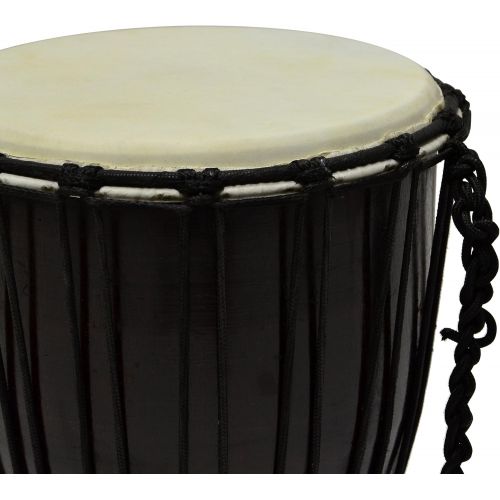  [아마존베스트]Nexos Djembe Drum Bush Drum Africa Style Carved Handmade Exotic Motifs Cords Knot Goatskin Black Brown Choice of Sizes (70 cm)