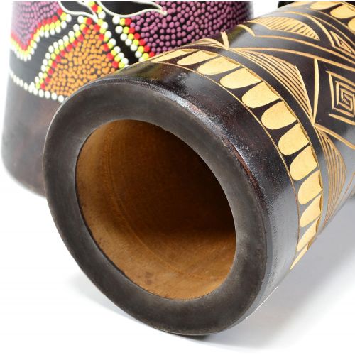  [아마존베스트]Nexos Djembe Drum Bush Drum Africa Style Carved Handmade Exotic Motifs Cords Knot Goatskin Black Brown Choice of Sizes (70 cm)