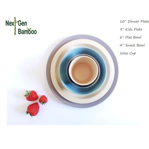  Next Gen Bamboo 4 Snack Bowls,Set of four 4 Eco Friendly Bamboo Bowls :: Non Toxic Dinnerware for Little Kids & Big Kids :: Mix & Match :: Stackable :: Biodegradable :: Great Gifts
