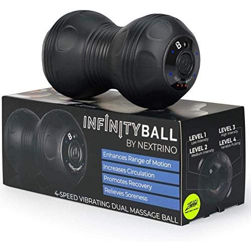  NextRoller InfinityBall 4-Speed Vibrating Massage Ball - Lacrosse Balls Meet a Vibration Foam Roller! - High Intensity for Recovery, Mobility, Pliability Training & Deep Tissue Sports Therapy