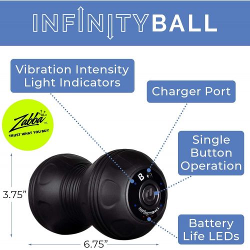  NextRoller InfinityBall 4-Speed Vibrating Massage Ball - Lacrosse Balls Meet a Vibration Foam Roller! - High Intensity for Recovery, Mobility, Pliability Training & Deep Tissue Sports Therapy