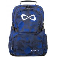Classic Backpack by Nfinity | Girls Glitter Bookbag | Perfect Bag for Travel, School, Gym, Cheer Practices | 15” Laptop Compartment | Blue Camo with White Logo