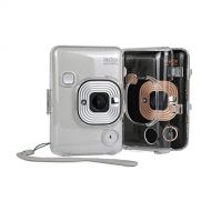 Ngaantyun Transparent Crystal Clear Camera Case Protective Hard Case with Free Shoulder Strap for Fujifilm Instax Mini Liplay Camera