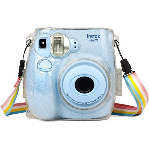  Ngaantyun Transparent Camera Case Protective Hard Case with Free Shoulder Strap for Fujifilm Instax Mini 7s/7c Instant Camera Glitter Crystal Clear