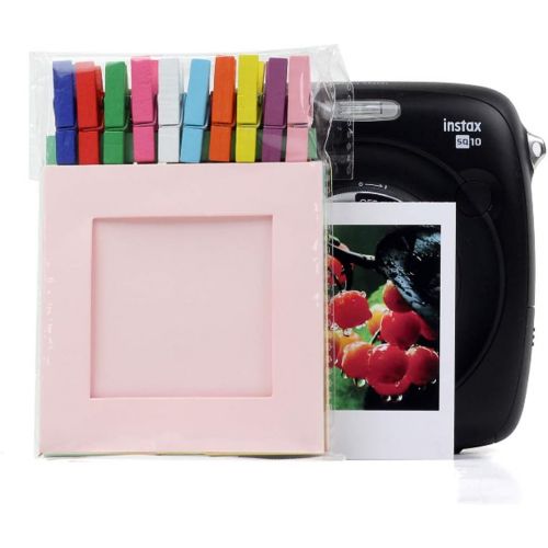  Ngaantyun 8 in 1 Bundle Kit Accessories for Fujifilm Instax Square SQ6/SQ10 Camera Share SP-3 Printer Films- Pack of Sticker Boarder, Lace Bags, Wall Hanging Frame, Wooden Clips