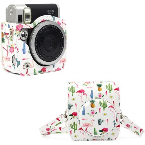  Ngaantyun Flamingo Shoulder Carrying Protective Case for Fujifilm Instax Mini 90 Instant Camera, with Adjustable Strap - Cactus