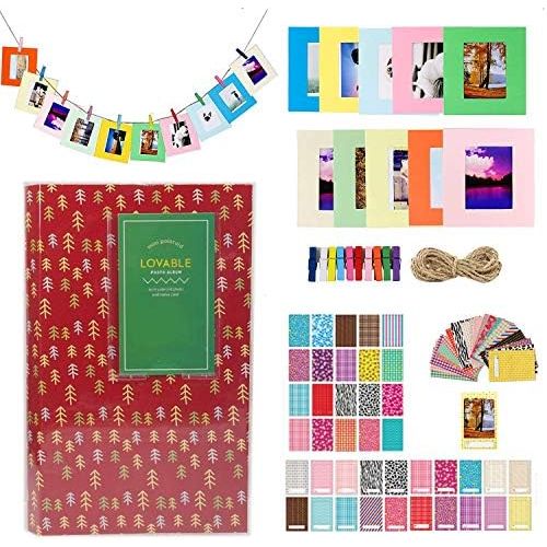  Ngaantyun Accessory Bundle Kit for Fujifilm Instax Mini 9 8 90 8+ 7s 25 26 50s 70 Mini Liplay Instant Camera (84 Pocket Album, 20 Sticker, 10 Wall Hanging Frames, 10 Clips with Str