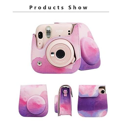  Ngaantyun Leather Camera Case Compatible with Fujifilm Instax Mini 11 Instant Camera with Adjustable Strap (Dream Cloud)