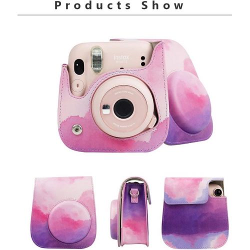  Ngaantyun Leather Camera Case Compatible with Fujifilm Instax Mini 11 Instant Camera with Adjustable Strap (Dream Cloud)