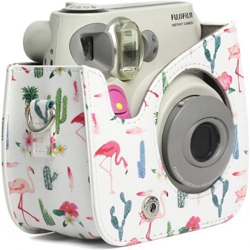  Ngaantyun Flamingo Shoulder Carrying Protective Case for Fujifilm Instax Mini 7S 7C Instant Camera, with Adjustable Strap - Cactus