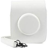 Ngaantyun Vintage Camera Case Protective Leather Bag with Shoulder Strap Compatible with Fujifilm Instax Square SQ20 Instant Film Camera - White