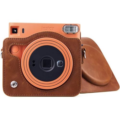  Ngaantyun Protective Case for Instax Square SQ1 Instant Camera, Leather Bag Cover with Adjustable Shoulder Strap - Vintage Brown