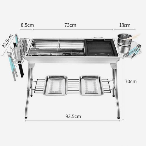  Nhlzj BBQ Supplies/Barbecue Easy Barbecues Set Barbecue Outdoor Stainless Steel Grill Foldable Charcoal Grill Portable Garden Grill Beach Camping BBQ Travel Picnic Barbecue Outdoor
