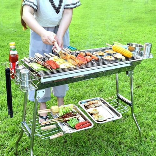  Nhlzj BBQ Supplies/Barbecue Easy Barbecues Set Barbecue Outdoor Stainless Steel Grill Foldable Charcoal Grill Portable Garden Grill Beach Camping BBQ Travel Picnic Barbecue Outdoor