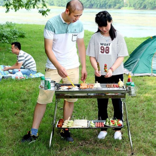  Nhlzj BBQ Supplies/Barbecue Easy Barbecues Tool Set Stainless Steel Grill Charcoal Grill Outdoor Grill for More Than 5 People Full-Feature Picnic Tools Folding Garden Grill Outdoor