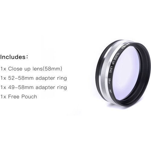  NiSi 58mm Close-Up NC Lens Kit with 49 and 52mm Step-Up Rings