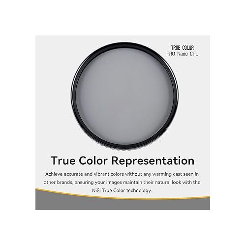  NiSi 82mm True Color PRO Nano CPL | Rotating Circular Polarizing Camera Lens Filter | Glare Reducing, Nano Coated Optical Glass, Zero Color Shift | Long-Exposure and Landscape Photography