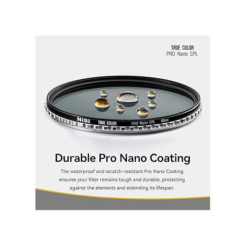  NiSi 82mm True Color PRO Nano CPL | Rotating Circular Polarizing Camera Lens Filter | Glare Reducing, Nano Coated Optical Glass, Zero Color Shift | Long-Exposure and Landscape Photography