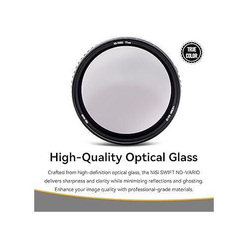 NiSi 62mm Swift True Color ND-Vario - Variable Neutral Density Filter 1-5 Stops (ND2-ND32) - Rotating Adjustable ND, Compatible with NiSi Swift System Filters - Optical Glass, Waterproof Nano Coating