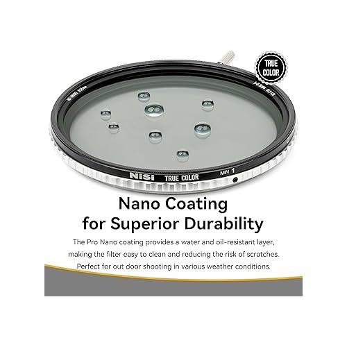  NiSi 62mm Swift True Color ND-Vario - Variable Neutral Density Filter 1-5 Stops (ND2-ND32) - Rotating Adjustable ND, Compatible with NiSi Swift System Filters - Optical Glass, Waterproof Nano Coating