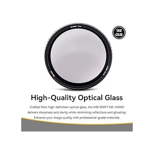  NiSi 72mm Swift True Color ND-Vario - Variable Neutral Density Filter 1-5 Stops (ND2-ND32) - Rotating Adjustable ND, Compatible with NiSi Swift System Filters - Optical Glass, Waterproof Nano Coating