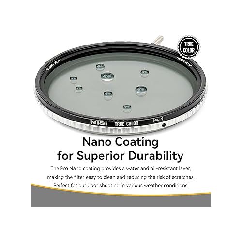  NiSi 72mm Swift True Color ND-Vario - Variable Neutral Density Filter 1-5 Stops (ND2-ND32) - Rotating Adjustable ND, Compatible with NiSi Swift System Filters - Optical Glass, Waterproof Nano Coating