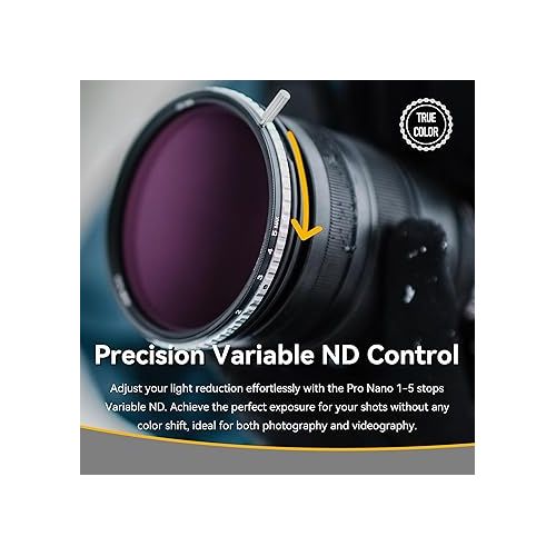  NiSi 72mm Swift True Color ND-Vario - Variable Neutral Density Filter 1-5 Stops (ND2-ND32) - Rotating Adjustable ND, Compatible with NiSi Swift System Filters - Optical Glass, Waterproof Nano Coating