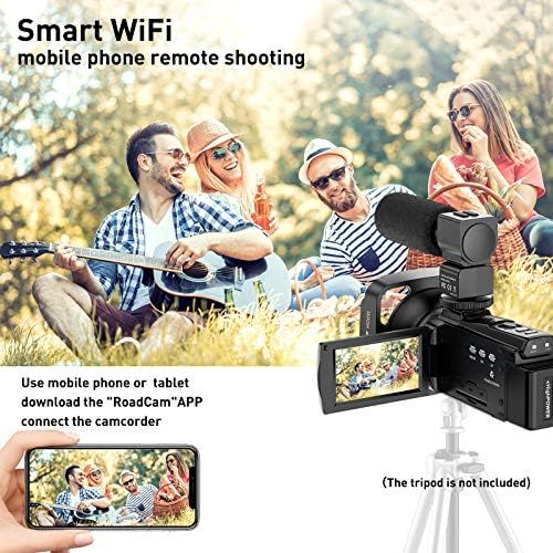  [아마존베스트]Condikey Video Camera 4K WiFi Full HD Video Camcorder with Microphone YouTube Vlogging Digital Camera IR Night 48MP16X Digital Zoom 3.0 Inch 270° Rotating Touchscreen Camera Recorder with R