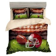 Nice BeddingWish 4Pcs Rugby and USA Football Course Pattern Bedding Set for Men and Teen Boys,3D Sports Bed Set(1 Duvet Cover + 2 Pillowshams +1 Sheet,No Comforter) -King