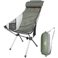 NiceC Ultralight High Back Folding Camping Chair, Upgrade with Removable Pillow, Side Pocket & Carry Bag, Compact & Heavy Duty for Outdoor, Camping (Set of 1 Green)