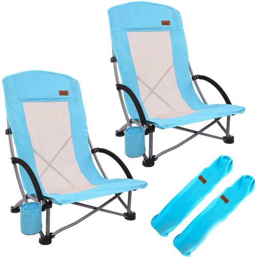  Nice C Beach Chair, Lightweight Camping Outdoor Chair with High Mesh Back, Heavy Duty Portable Chair with Carry Bag for Camping, BBQ, Travel, Festival, Picnic