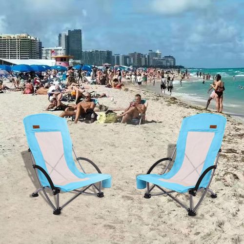  Nice C Beach Chair, Lightweight Camping Outdoor Chair with High Mesh Back, Heavy Duty Portable Chair with Carry Bag for Camping, BBQ, Travel, Festival, Picnic