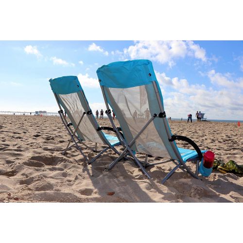  Nice C Beach Chair, Lightweight Camping Outdoor Chair with High Mesh Back, Heavy Duty Portable Chair with Carry Bag for Camping, BBQ, Travel, Festival, Picnic