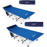 Nice C Folding Camping Cot, Sleeping Bed, Tent Cot, with Pillow, Carry Bag & Storage Bag, Extra Wide Sturdy, Heavy Duty Holds Up to 500 Lbs, Lightweight, Comfortable for Outdoor&In