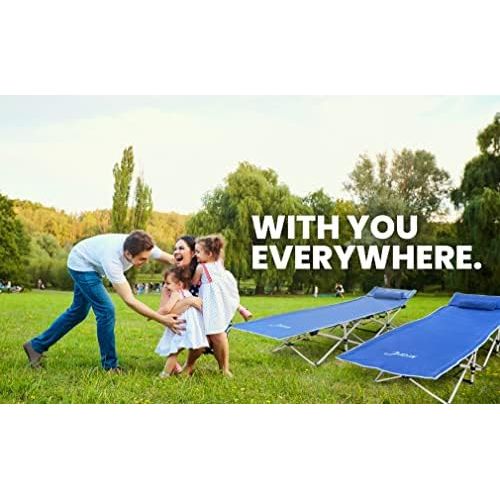  Nice C Folding Camping Cot, Sleeping Bed, Tent Cot, with Pillow, Carry Bag & Storage Bag, Extra Wide Sturdy, Heavy Duty Holds Up to 500 Lbs, Lightweight, Comfortable for Outdoor&In