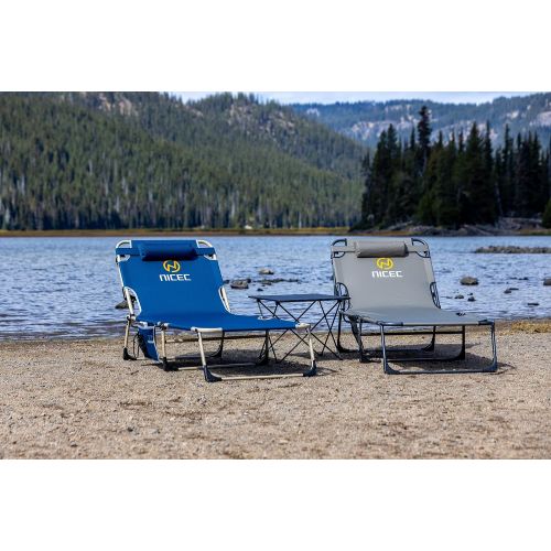  Nice C Folding Camping Cot, Lounge Chair, Sleeping Bed, 4-Reclining Position with Pillow & Storage Bag, Heavy Duty Holds Up to 250 Lbs，Lightweight, Comfortable for Outdoor&Indoor (