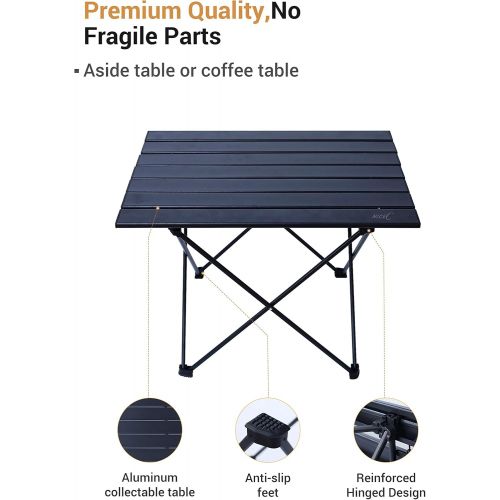  Nice C Folding Table, Portable Camping Table, Aluminum Collapsible Table top, Ultralight Compact with Carry Bag for Outdoor, Beach, BBQ, Picnic, Cooking, Festival, Indoor, Office(L