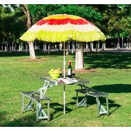 Nice1159 New Outdoor Garden Aluminum Portable Folding Camping Picnic Table with 4 Seats - Durable, Lightweight (Only 5 Sets Left) US