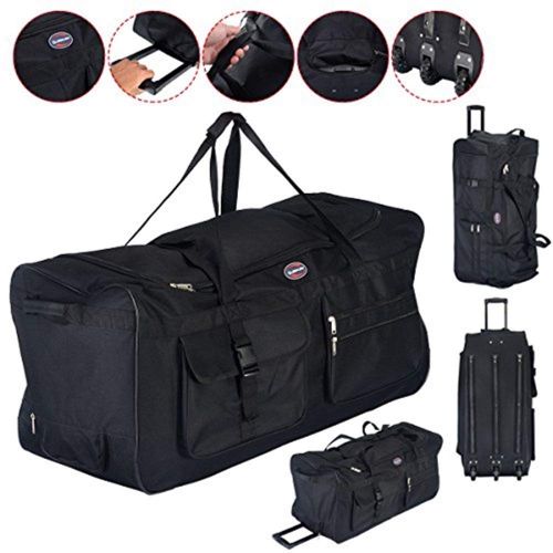  Nice1159 New 36 Rolling Tote Duffle Bag Wheeled Luggage Travel Duffle Suitcase- Collapsible Popular, Black (Only 5 pcs left)