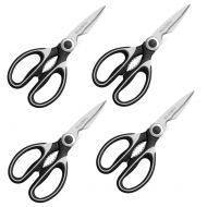 Nice2MiTu Ultra Sharp Premium Heavy Duty Kitchen Shears and Multi Purpose Scissors for Chicken/Poultry/Fish/Meat/Vegetables/Herbs/BBQ (Black) (4P)