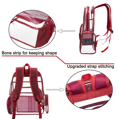  NiceEbag Clear School Backpack with Pencil-Case Heavy Duty Transparent Bookbag See Through Student Backpack for Teen Girls Boys Kid Adults Stadium Approved PVC Bag for Colloge Work