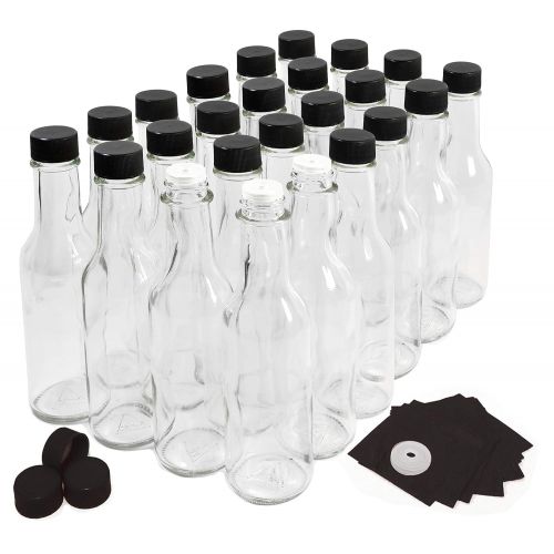  Nicebottles Hot Sauce Bottles with Black Caps & Shrink Bands, 5 Oz - Case of 24