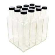 Nicebottles Clear Glass Quadra Bottles, 250ml (8.5 Fl Oz) - Case of 12