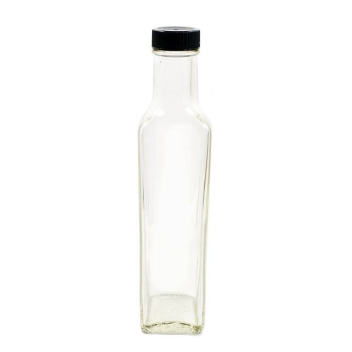  Nicebottles Clear Glass Quadra Bottles, 250ml (8.5 Fl Oz) - Case of 12