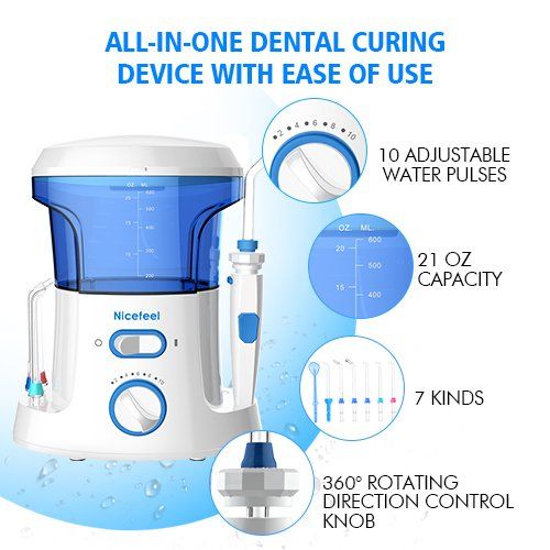  Nicefeel Electric Dental Water Flosser 600ml Capacity Queit Design（50db）Anti-leakage Professional...