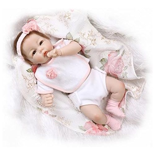  Nicery Reborn Baby Doll Soft Simulation Silicone Vinyl Half Cloth Body 22 inch 55 cm Magnetic Mouth Lifelike Vivid Boy Girl Toy for Ages 3+ RD50B002