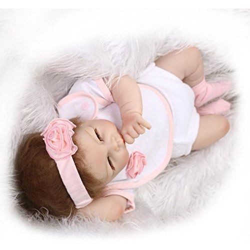  Nicery Reborn Baby Doll Soft Simulation Silicone Vinyl Half Cloth Body 22 inch 55 cm Magnetic Mouth Lifelike Vivid Boy Girl Toy for Ages 3+ RD50B002