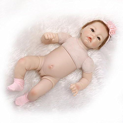  Nicery Reborn Baby Doll Soft Simulation Silicone Vinyl Half Cloth Body 22 inch 55 cm Magnetic Mouth Lifelike Vivid Boy Girl Toy for Ages 3+ RD50B002